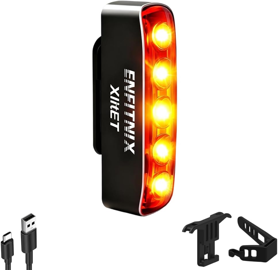 ENFITNIX XlitET Smart Rear Bike Light,Brake Sensing,Auto On/Off,Super Bright 6 Modes,USB-C Rechargeable Bicycle Taillight,IPX5 Waterproof, Quick Release Bicycle Accessories.