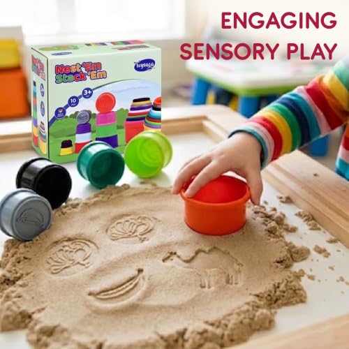 Image of 10-Piece Stacking & Nesting Cups | Montessori Baby Toy with Shapes & Beaker Design, Colorful Educational Toy for Early Learning, Motor Skills, Sorting, Sensory Play & Fun Activities
