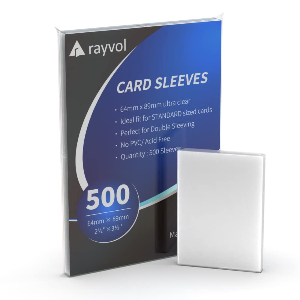 Rayvol 500 Soft Penny Sleeves, 64x89mm Card Sleeves Fit Standard Sized Cards for TCG
