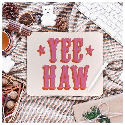 Hot Pink Yee Haw Western Mouse Pad, Preppy Pink Cowgirl Mouse Pads Mousepad for Home Office Dorm Laptop Computer Desk Accessories Supplies, Western Gifts for Women, 8.7x7.1 Inch