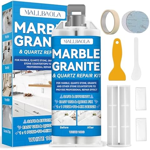Quartz Countertop Chip Repair Kit, White Granite Repair Kit, Marble Repair Kit, Porcelain Repair Kit for Granite, Marble, Quartz Stone, Porcelain and Other Stone Surface Crack Quartz Chip Repair Kit Cover
