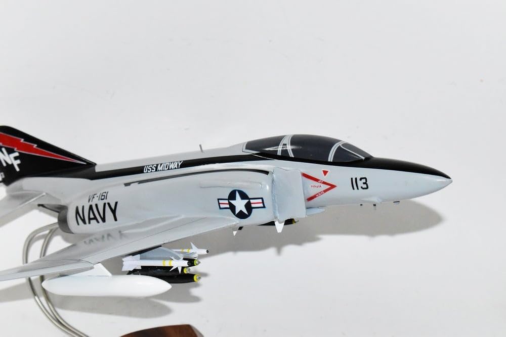 VF-161 Chargers F-4J (USS Midway) Model, 1/42 (18") Scale, Mahogany, Navy, Fighter