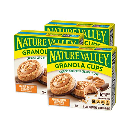 Nature Valley Peak Edition Granola Cups, Peanut Butter, 5 Pouches - 6.75 Ounce (Pack of 3)