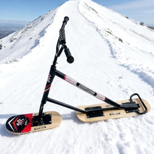 lilishangmao Patinete De Nieve (Modelo 2026) - Doble Pala, Trineo De Deslizamiento En Nieve Todoterreno, Chasis De Aluminio Reforzado para Adultos, Máxima Estabilidad En Cualquier Tipo De Nieve Wood