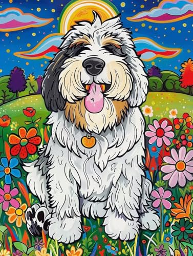 Pintar por números adultos de perro para relajarse en casa con cuadros DIY de 100x130cm