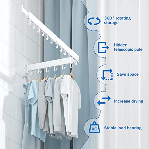 image for BOQORAD Wall Mounted Clothes Hanger Rack, Drying Rack,Laundry Rack,Col