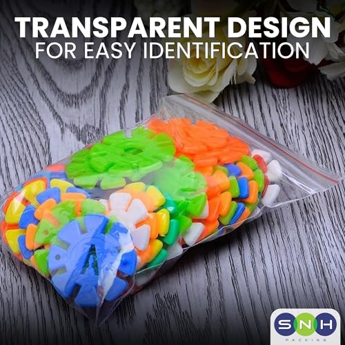 SNH Packing Plastic Ziplock Bags - 100 Pcs Resealable Clear Baggies, 18x21 cm - Ideal for Snacks, Sandwiches, Packaging & Food Storage