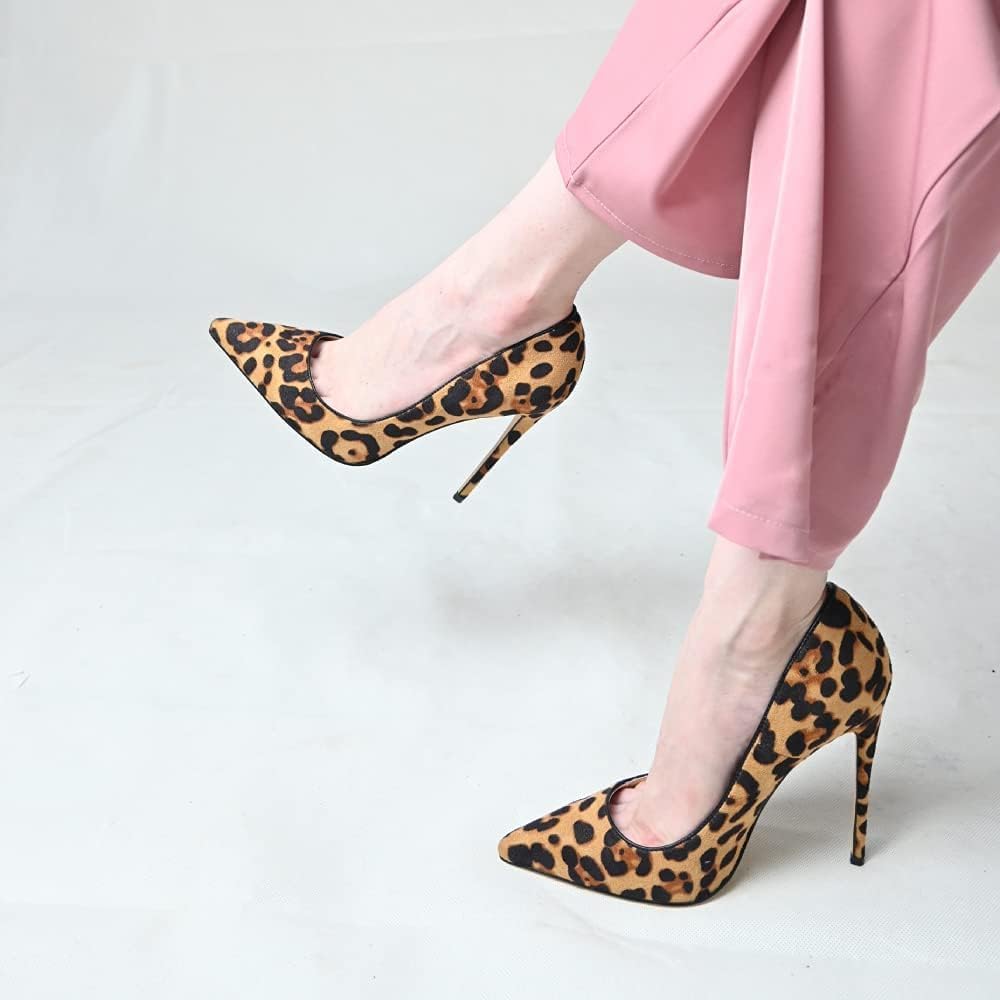 FSJ Women Sexy Leopard Printed Dress Shoes Pointy Toe High Heels Stilettos Pumps Party Formal Shoes Size 4-15 US