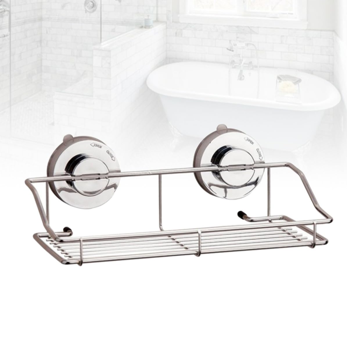 VALICLUD Estante de Baño Súper Succión y Diseño Moderno Organizador de Baño de Metal sin Taladro Cesta de Ducha Resistente y Habitación