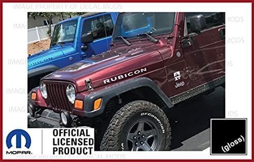 Miniatura 5 de Decal Mods Rubicon - Calcomanías para capó para Jeep Wrangler Rubicon JK (2007-2018) y TJ (1997-2006), juego de 2 unidades, CB negro brillante SJ4T6
