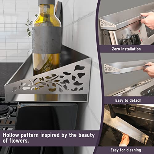 Stutov Stove Top Shelf For Stove Top, 30" Length, Spice Rack Organizer Over The Stove, Spice/Condiments/Seasoning Shelf For Kitchen Organization (Non Magnetic Stainless Steel) #TOP3