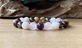 WORLD WIDE GEMS Naturalna bransoletka z wieloma klejnotami 8 mm | Okrągły kamień o gładkim cięciu | Wielokolorowy kamień | Energooszczędna elastyczna bransoletka | Bransoletka lecznicza | Ręcznie