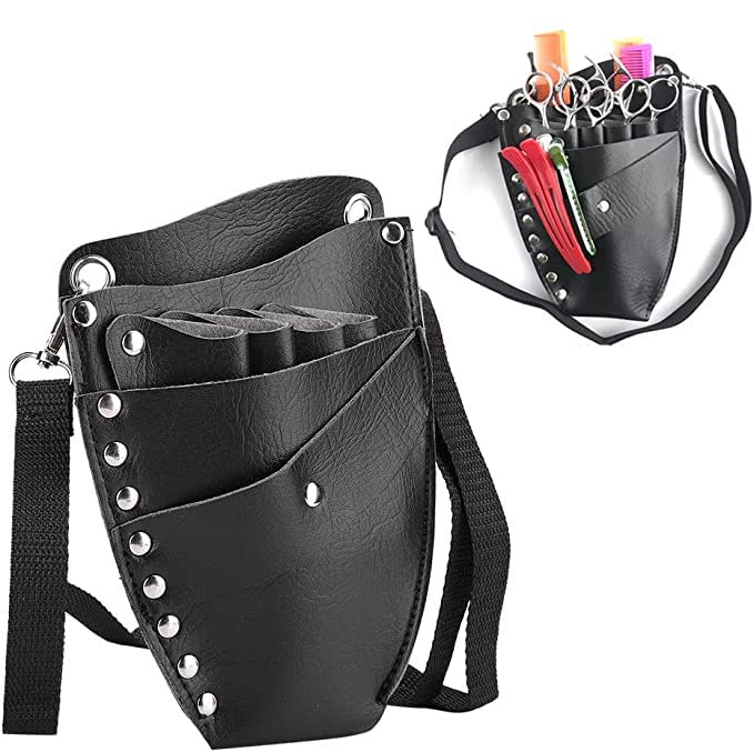 Agatige Sac À Ciseaux De Coiffeur, Sac De Ceinture De Coiffure en Cuir PU, Outil De Maquillage Multifonctionnel, Sac D'outils De Coiffeur, Étui À Peigne Et...