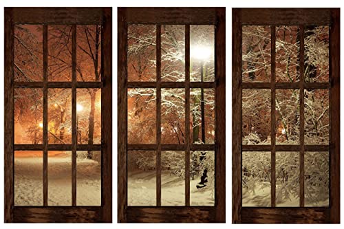 Startonight Mural Wall Art Photo Decor Window In Park Medium Set Of 3 Total 47.2 X 70.87 Inch Wall Mural (Not Framed) #TOP2