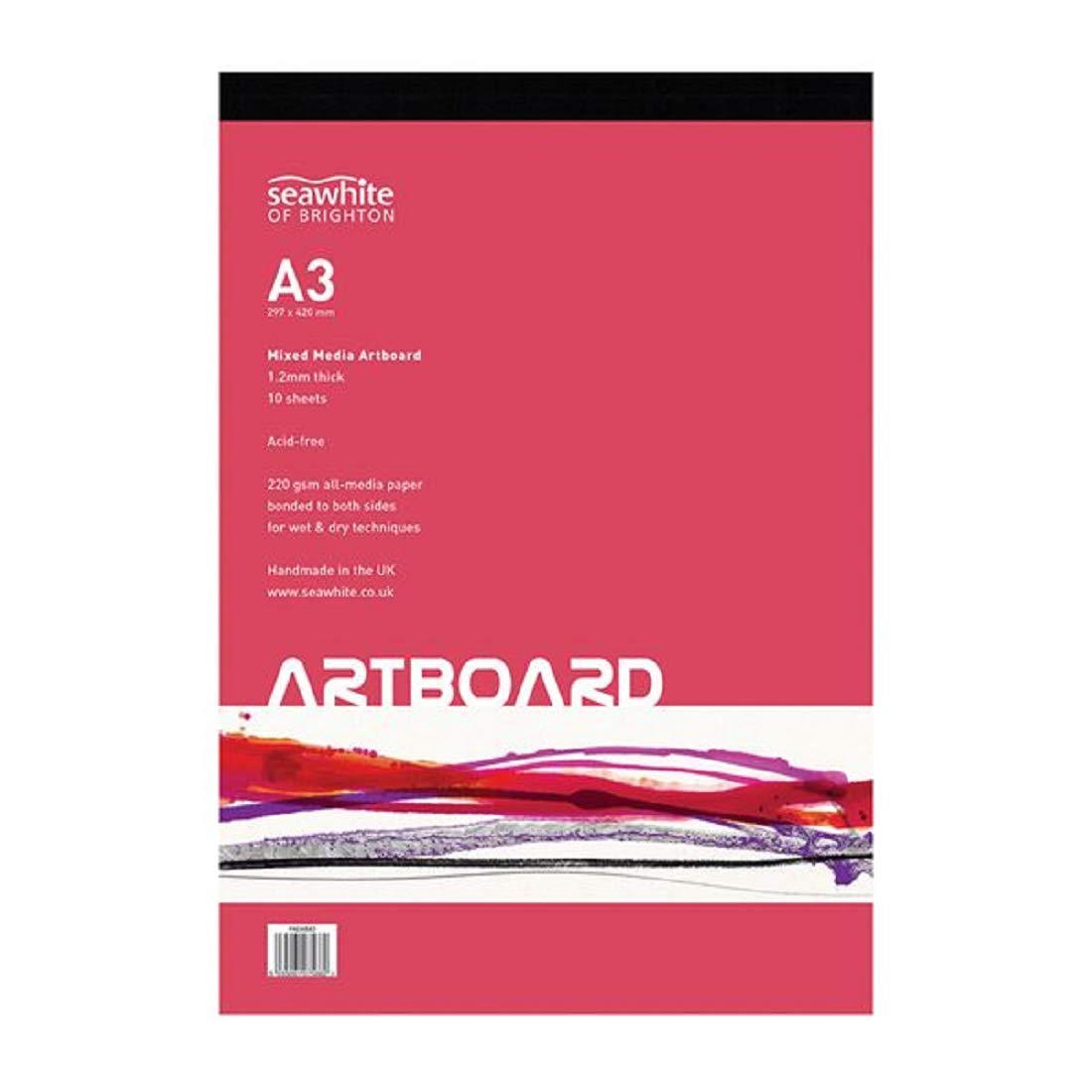 Seawhite - Mixed Media Artboard Pad - A3-10 Sheets - 220 GSM - 1.2 mm - Acid-Free - White