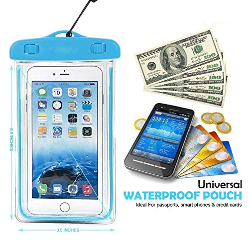Image of LEAFED Waterproof Mobile Pouch, Underwater Dry Bag Compatible to All Smart Phone Screen Size Upto 6 Inchs Blue