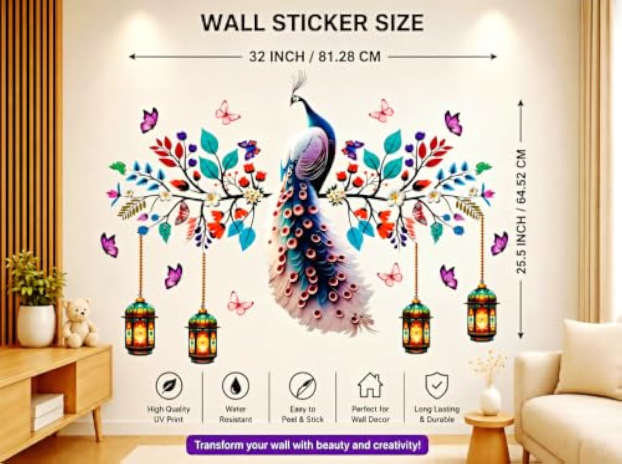 Elegant Peacock Wall Sticker