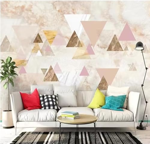 DURNYDJZIOA Papel tapiz mural 3D con geometría creativa, triángulos, mármol rosa, para pared, sala de estar, dormitorio, fondo, decoración del hogar, 3D, 150 x 105 cm