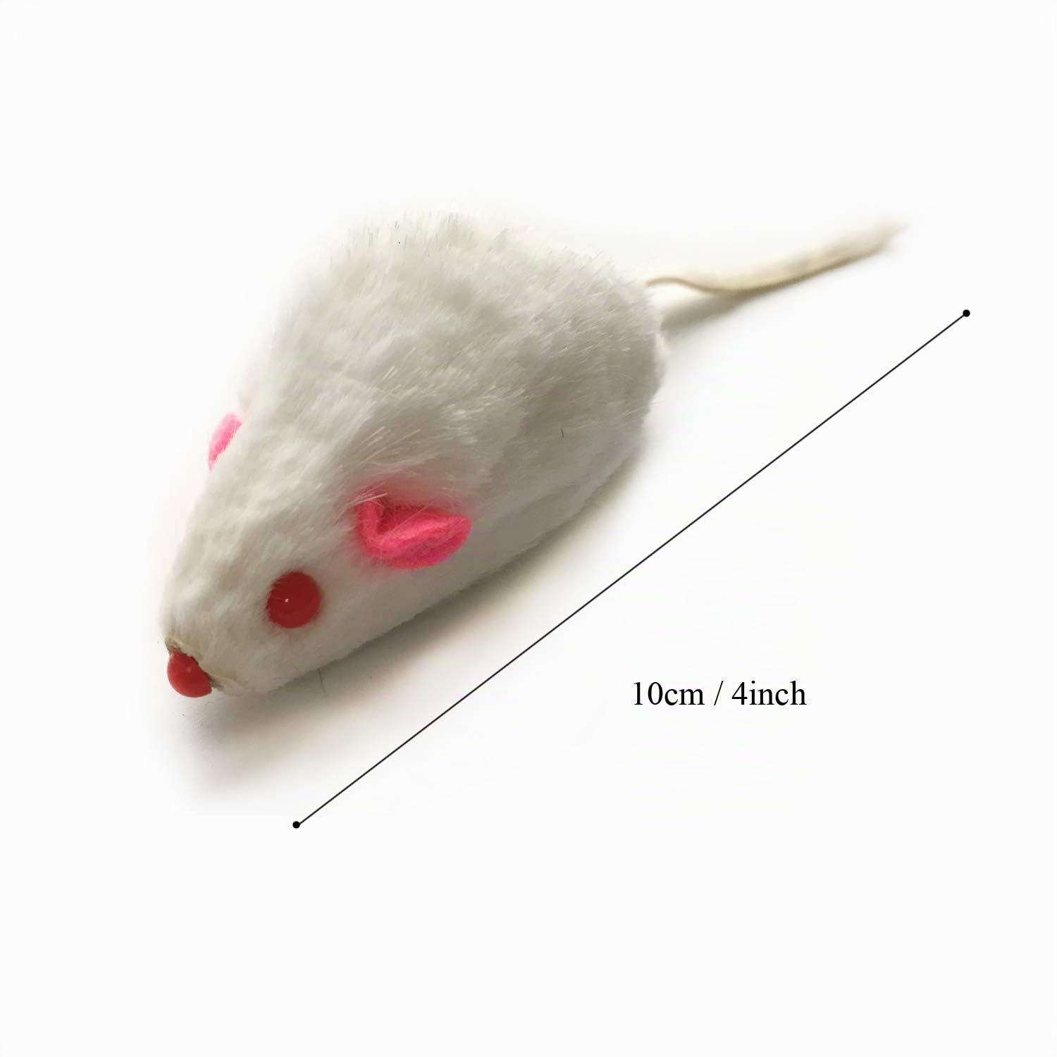 QUOZUO Juguetes de ratón para gatos, juguetes peludos para mascotas con sonajeros para gatitos, 16 piezas, blanco y negro