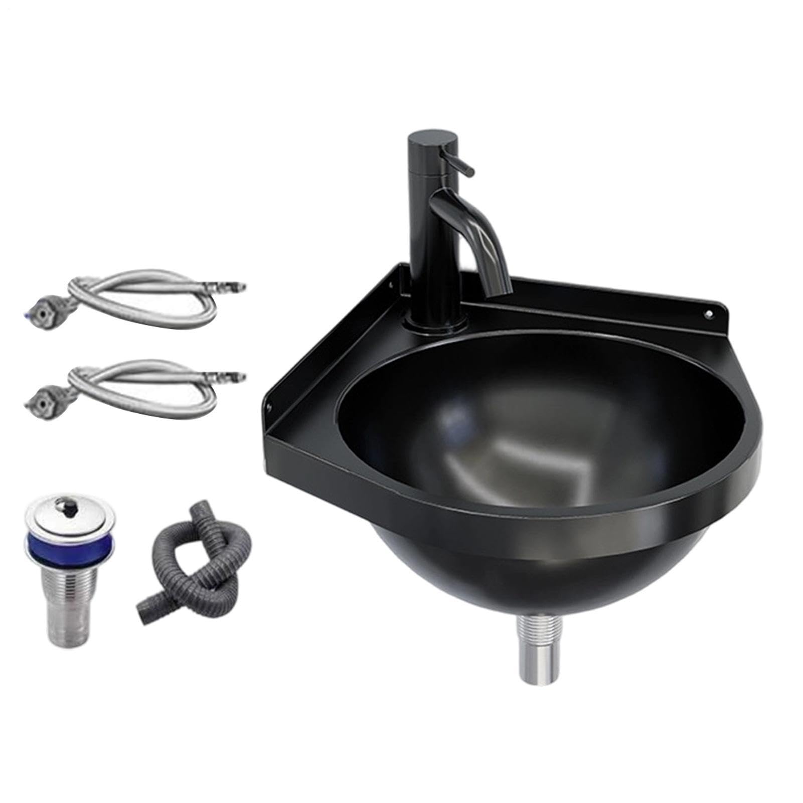 Lavello Ad Angolo In Acciaio Inossidabile, Lavabo Bagno Con Montaggio A Parete, Lavabo Triangolare, Vasca Singola, Foro Di Montaggio Per Rubinetto 36mm, Foro Di Scarico 41mm