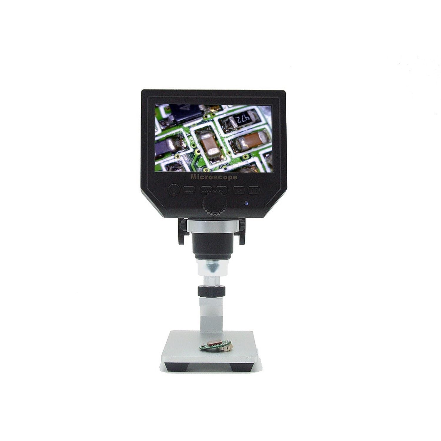 SATKIT Microscopio Digital LCD 4,3 Pulgadas Sensor 3,6MP HD Zoom 20x-600x con Soporte Metálico para Electrónica y Soldadura