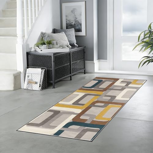 Alfombra larga pasillo lavable de pelo corto con base de goma para evitar resbalones 2