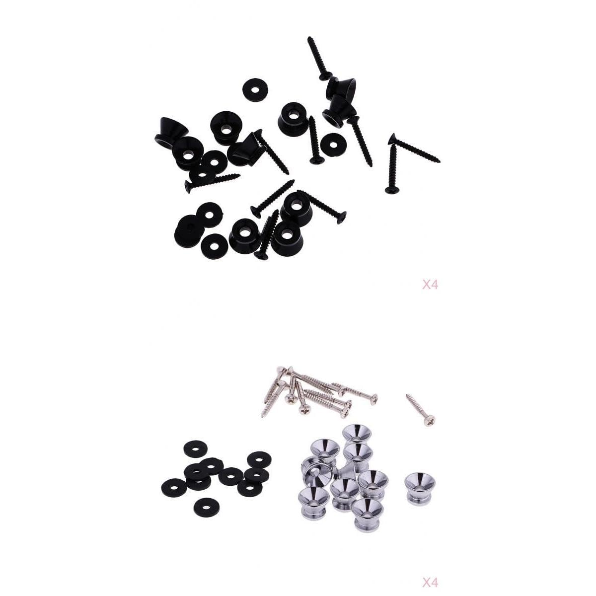 ATORSE 80 Pieces Acoustic Guitar Strap Locks Straplocks Strap Buttons Black+Silver-image-11