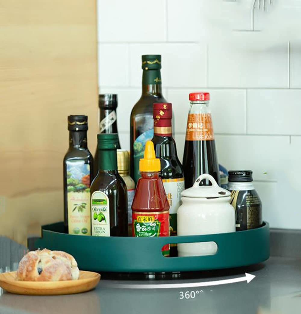 Organizador de Especias Lazy Susan Plato Giratorio con asa Bandeja de Almacenamiento giratoria de 360 ​​° para Cocina Organizador de condimentos Nevera Bambú Blanco/Marrón/Verde