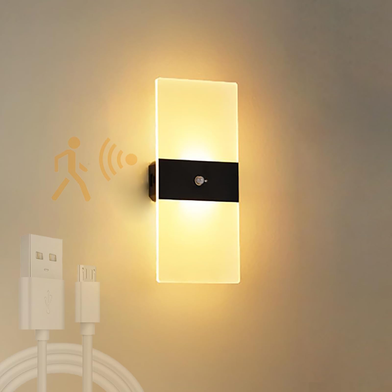 Aplique de pared magnético recargable con sensor para noche 8