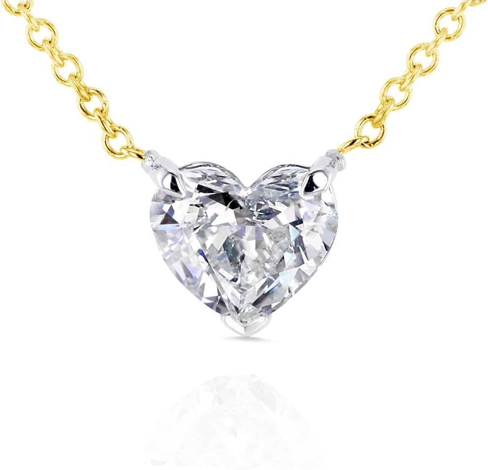 Kobelli Floating Heart Diamond Necklace 3/4 CTW in 14K Gold (Certified, SI)