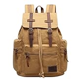 GINGOOD Vintage Canvas Backpack Outdoor Hiking Travel Rucksack 21L Eathy Yellow #220