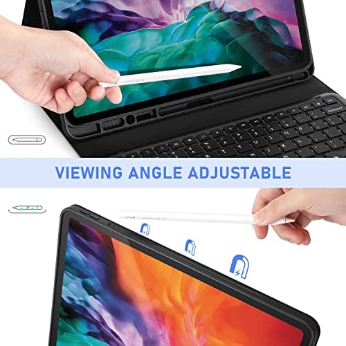 Keyboard Case with Backlit Compatible with iPad Pro 12.9 Inch 2021/2020/2019, Bluetooth Removable Keyboard UK Layout with PU Cover for iPad Pro 12.9 5th Gen./4th Gen./3rd Gen, Black