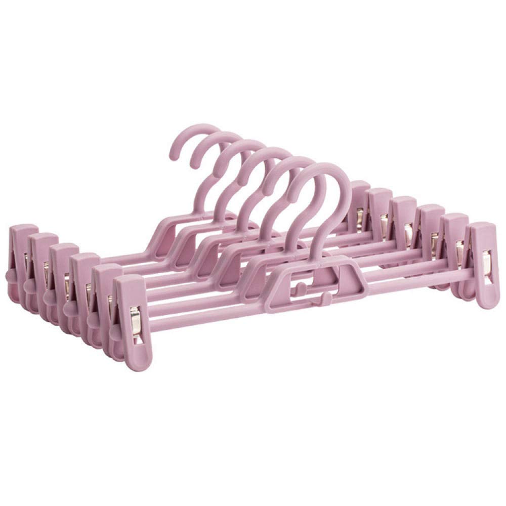 Starke Kleiderbügel, rutschfeste Kleiderbügel, Kleiderbügel, Hosenbügel, drehbarer Haken, 434 ° K, platzsparend, Kunststoff, rutschfest, ausziehbar, Rosa_10 (Farbe: Einfarbig, Größe: 10 )