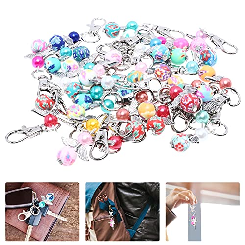Generic 30Pcs Angel Charm Keychain Pearl Angel Wings Thank You Gift Key Circle Baby Shower Welcoming Gifts With Tags Bags For Bag Pouch Purse Key Holders, 5.5X2Cm (09F0320Il6) #TOP3