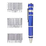 TC Sportline KU-20006 30-in-1 Präzisions-Taschen-Schraubendreher-Set – Kreuzschlitz, Pozi, Schlitz, Hex & Torx – Mehrzweck-Stift-Werkzeugset mit Aluminiumgriff