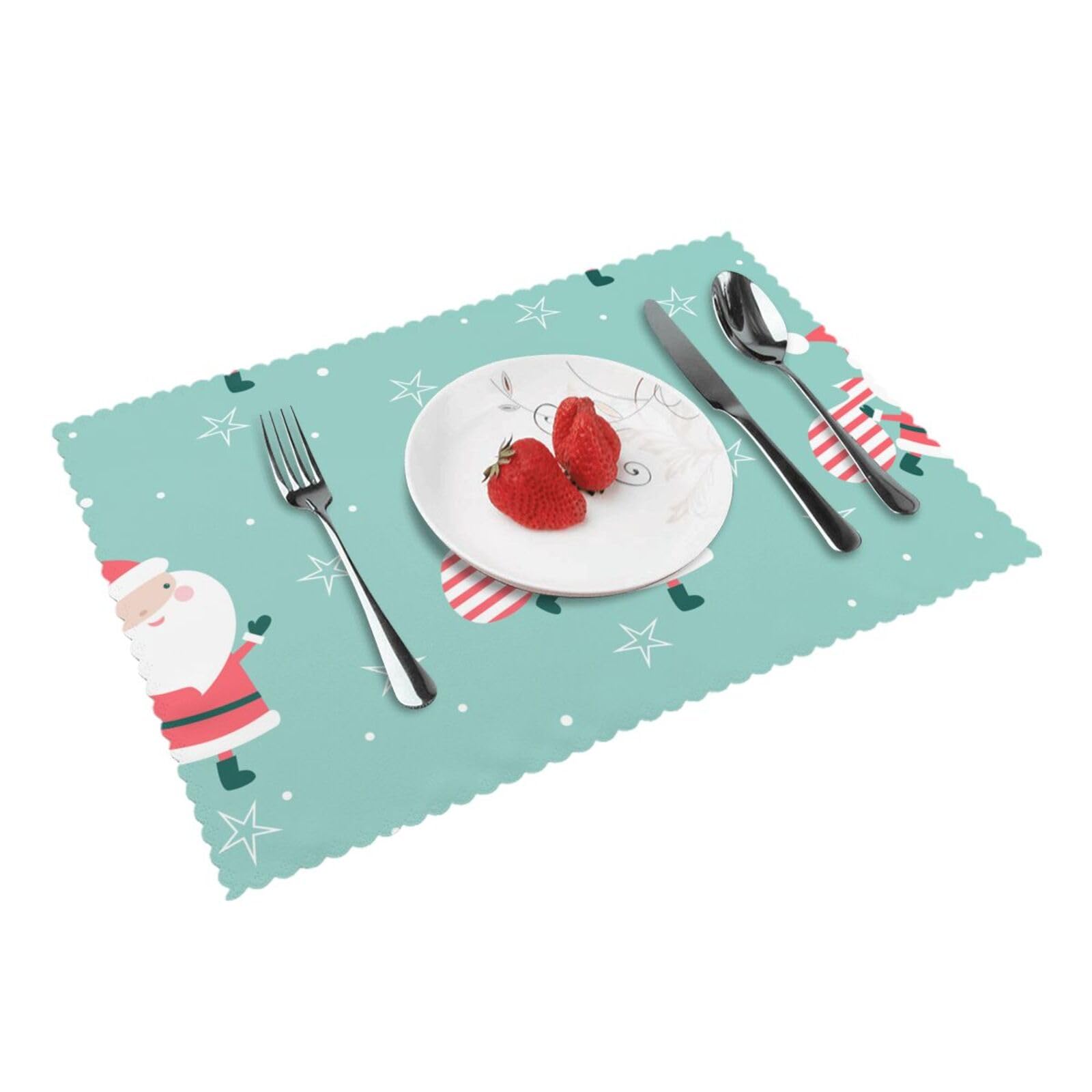 Xmas Funny Gnomes Printed Placemats Set of 4 PCS Washable Placemat for Kitchen Table Heat-resistant Table Mats 45x30 CM