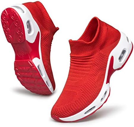 Raoendis Women's Walking Shoes Sock Sneakers - Lightweight Mesh Driving Casual Work Jogging Running Shoes Red 8