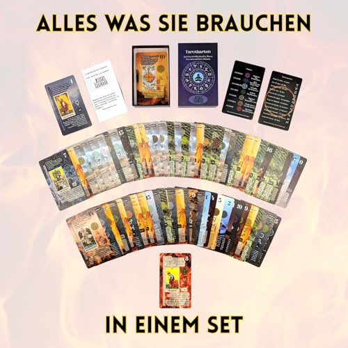 Image of Witchy Cauldron German Tarot Cards for Beginners with Meanings on Every Card - 78 Tarot Deck- Rider Waite Tarot Set with Yes /No, Chakra & Astrology(German)