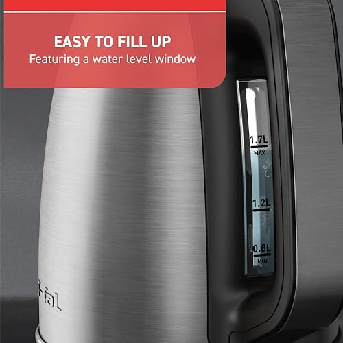 Miniatura 6 de T-fal Element - Hervidor eléctrico de acero inoxidable de 1,7 litros, ebullición rápida 78 segundos, fácil de usar, fácil apertura de la tapa, 1500