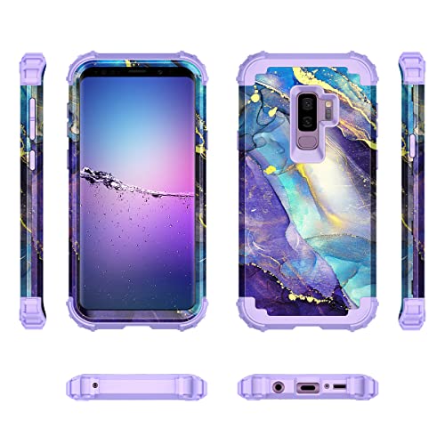 Rancase For Galaxy S9 Plus Case,Three Layer Heavy Duty Shockproof Protection Hard Plastic Bumper +Soft Silicone Rubber Protective Case For Samsung Galaxy S9 Plus,Purple #TOP1