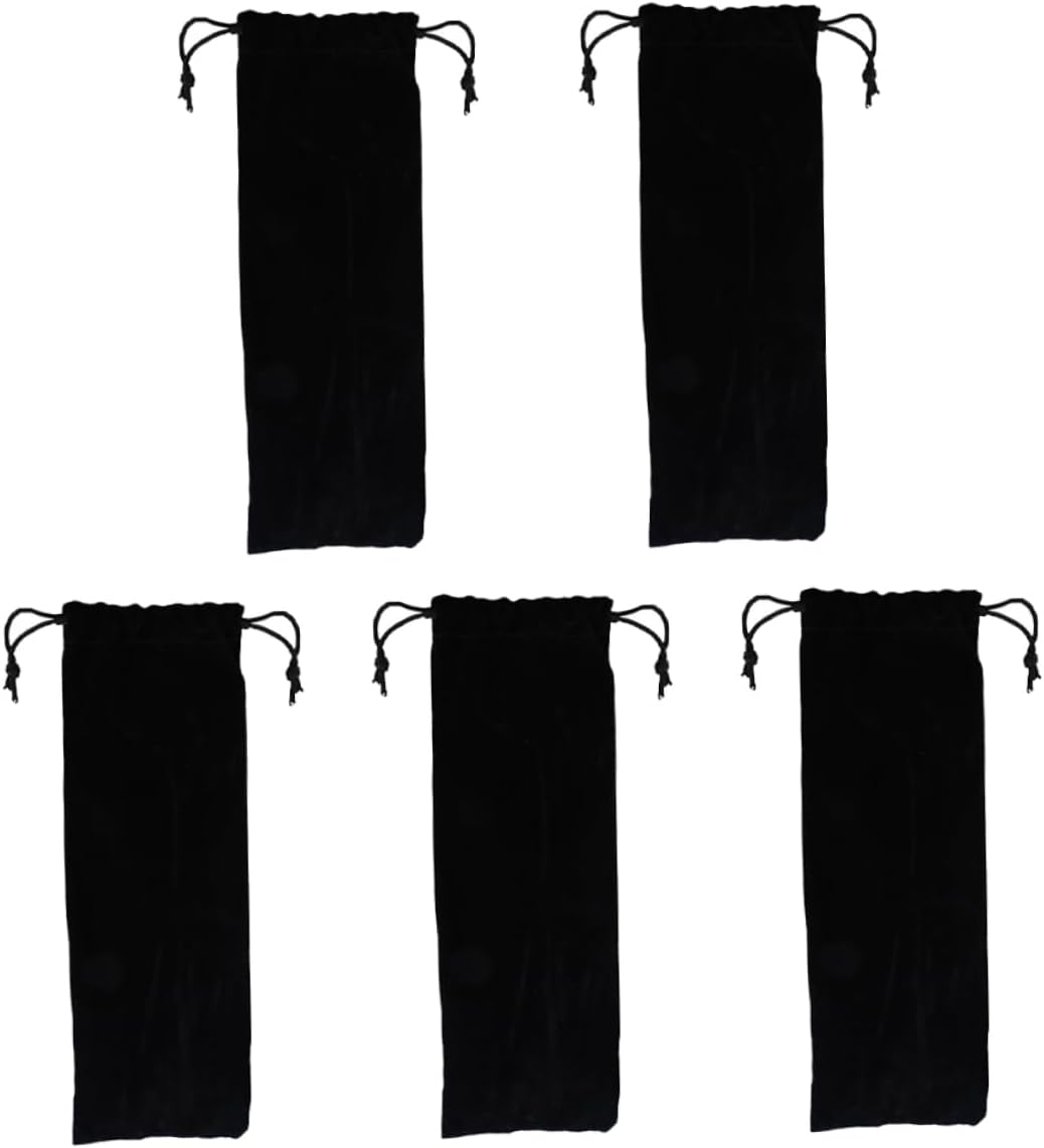 Straw Carrying Case Reusable Straws Bag 5pcs Storage Bag Flannel Pouch