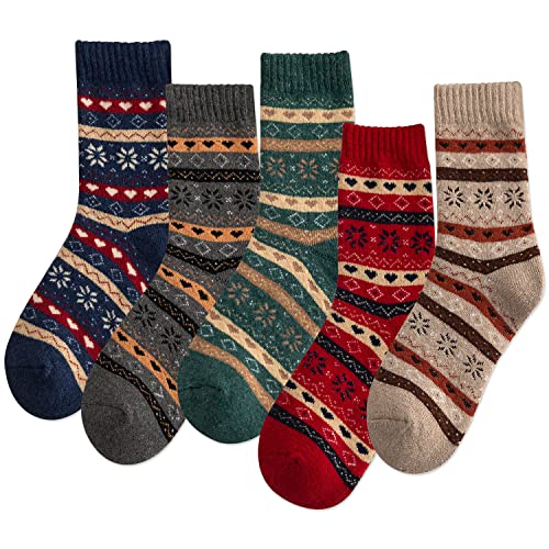 Image of IIG 3-5 Pairs Womens Super Thick Warm Winter Crew Socks Cute Fashion Knit Cozy Socks Gifts for Women