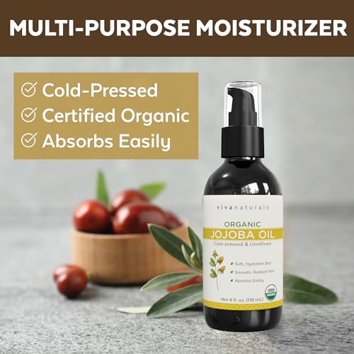 image for Viva Naturals Organic Jojoba Oil - Pure Cold-Pressed for Skin and Hair