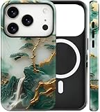 Magnetic for iPhone 17 Pro Case Aesthetic Asian Jade Carving Phone Case, Landscape Scenery Art Shockproof Slim TPU and Hard PC Protective Phone Cover Compatible with MagSafe Designed for Women