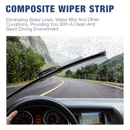 Image of 13 inch+13 inch Water Repellent Windshield Wiper Blades Replacement for JEEP Wrangler TJ 2006 2005 2004 2003 2002 2001 2000 1999 1998 1997 Silicone Automotive Replacement Windshield Wiper Blades