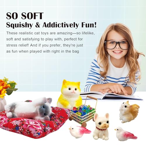 Image of Big Hand Painted Cat Squishy Toys,Large Cute Ultra Soft Kitty Squeeze Fidget Toys for Stress Relief ,Kawaii Squishies Sticky Animal Toys for Adults Kids,Decompression Sensory Balls Toys for Autism