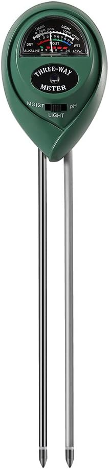 3 in 1 Soil Tester for PH, Light & Moisture, Plant Test Kit for Home and Garden, Farm, Lawn, Indoor & Outdoor, Easy Read Indicator (No Battery Needed)