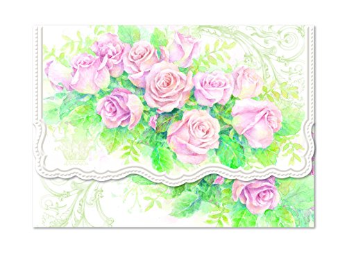 Carol Wilson Pink Rose Cascade 10 ct Embossed Note Card Set For Arts Sake by Carol Wilson