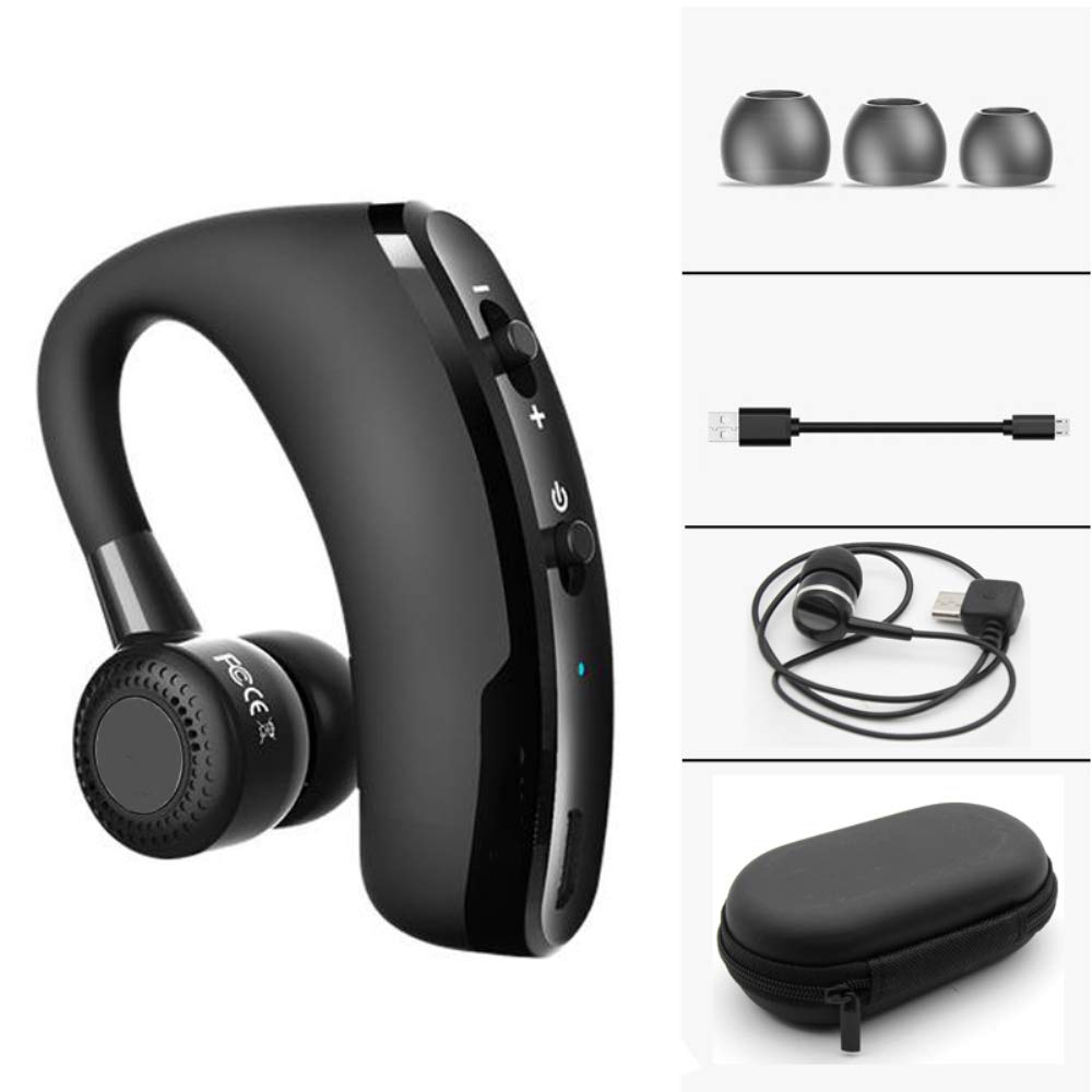 Bluetooth Headset Wireless Headset Bluetooth Earpiece Hands-free Calling with Clear Voice Capture Technology Bluetooth Earbuds for Office/Car Driver Call Earhook