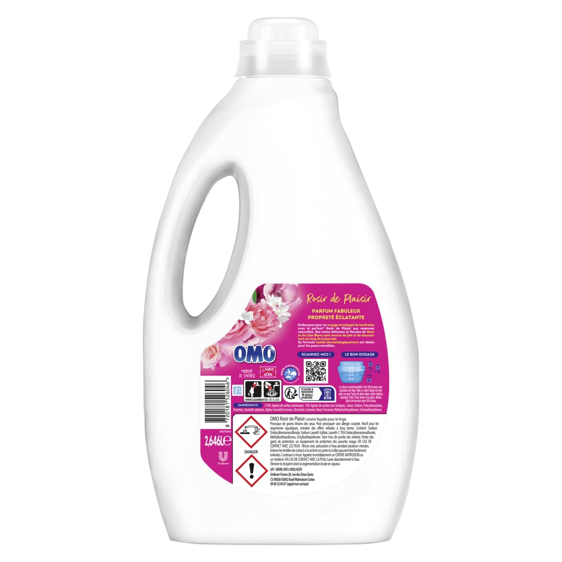 Omo Detergente líquido rosa lila blanco 2,646L – 63 lavados